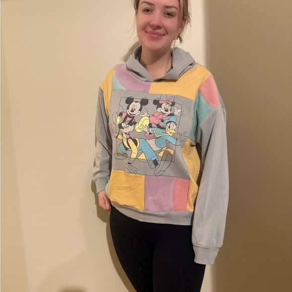 Upcycled Patchwork Disney Hoodie size L - Picture 2 of 2